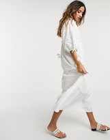Thumbnail for your product : ASOS DESIGN broderie tiered maxi dress in cream