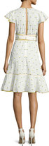 Thumbnail for your product : Marc Jacobs Printed Voile Ruffle-Sleeve Dress, White Pattern
