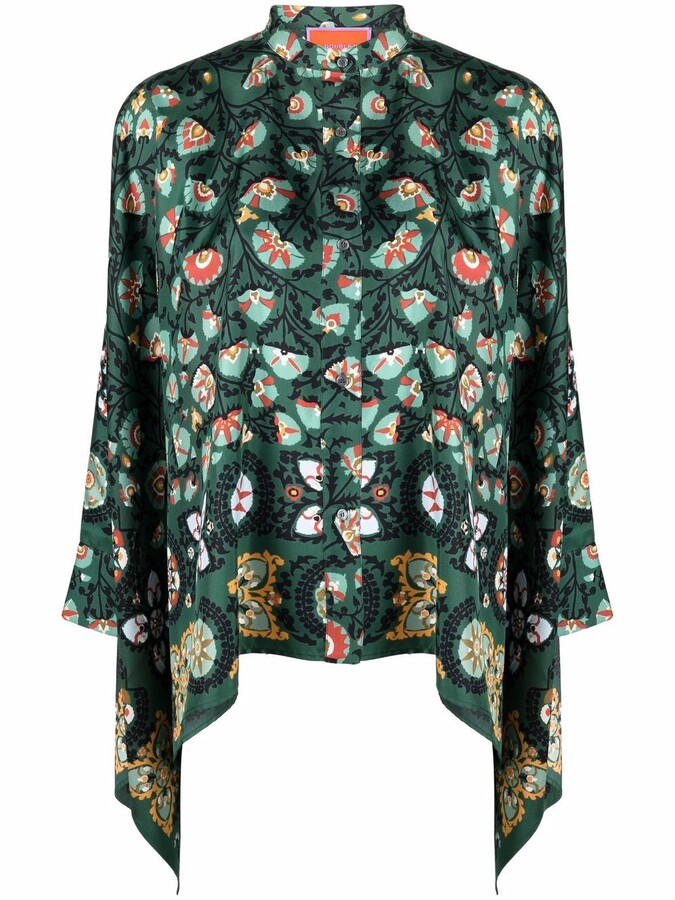 La DoubleJ Foulard Placée-print silk shirt - ShopStyle Long Sleeve Tops