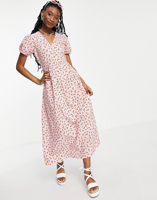 Wednesday's Girl maxi dress with puff sleeves and full skirt in pretty floral