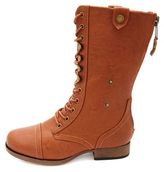 Thumbnail for your product : Charlotte Russe Plaid-Lined Fold-Over Combat Boots