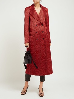 BLAZÉ MILANO Billy Double-breasted Leopard-print Satin Coat - Red