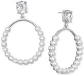 Jewel Badgley Mischka Silver-Tone Imitation Pearl and Crystal Drop Earrings