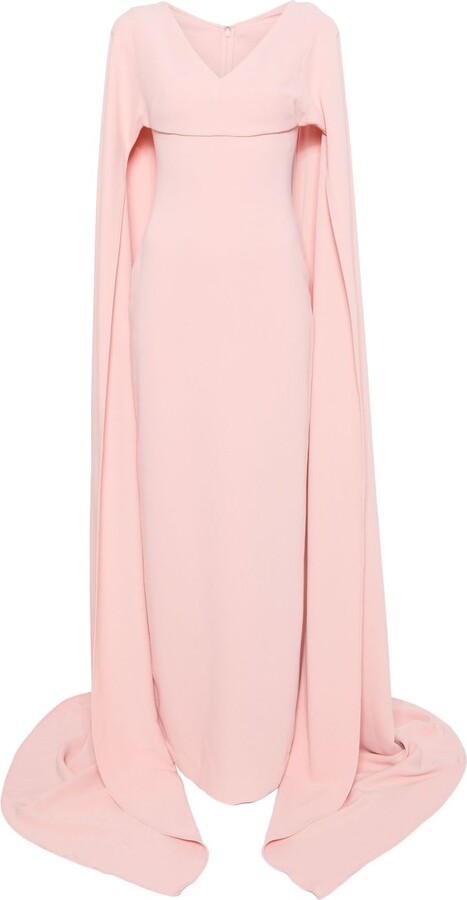 SOLACE London Priya One-shoulder Bow-embellished Satin-twill Gown