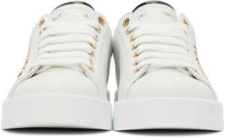 Dolce & Gabbana White & Black Pearl Portofino Sneakers