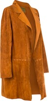 Thumbnail for your product : ZUT London - Long Classic Suede Leather Jacket With Side Pockets - Brown