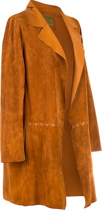 ZUT London - Long Classic Suede Leather Jacket With Side Pockets - Brown