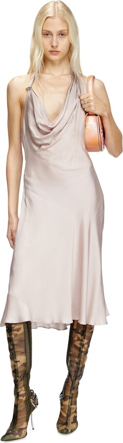Bias cut dress with asymmetrical hem