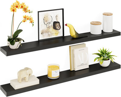 Ballucci Miami 55" W x 6" D Floating Shelves Set with Invisible Wall Mount Brackets