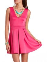 Thumbnail for your product : Charlotte Russe Double V Pleated Skater Dress