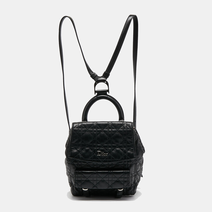 Christian Dior Black Cannage Quilted Leather Small Stardust Backpack
