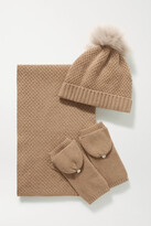 Thumbnail for your product : Portolano Faux Fur-trimmed Cashmere Beanie, Gloves And Scarf Set - Brown