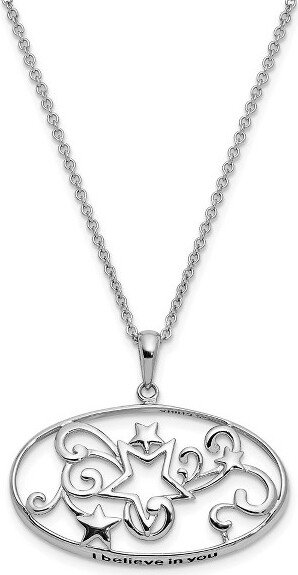 Black Bow Jewelry Co. BlackBowJewelryRhodiumPlatedSterlingSilverIBelieveinYouStarNecklace18Inch