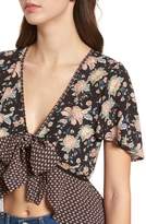 Thumbnail for your product : Band of Gypsies Mix Print Tie Front Top