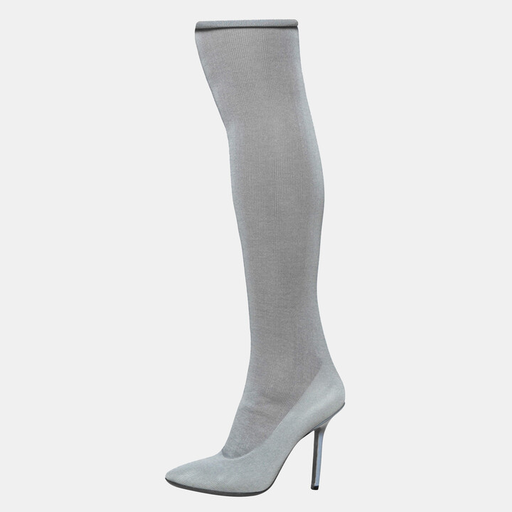 grey thigh high heels