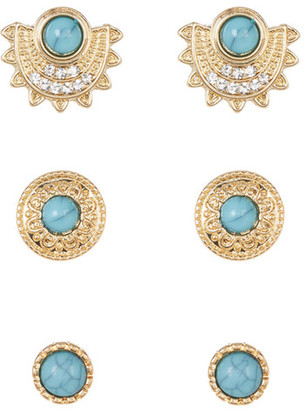 Natasha Accessories Stone & Crystal Earrings 3-Piece Set