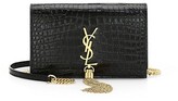 Thumbnail for your product : Saint Laurent Kate Tassel Croc-Embossed Leather Shoulder Bag