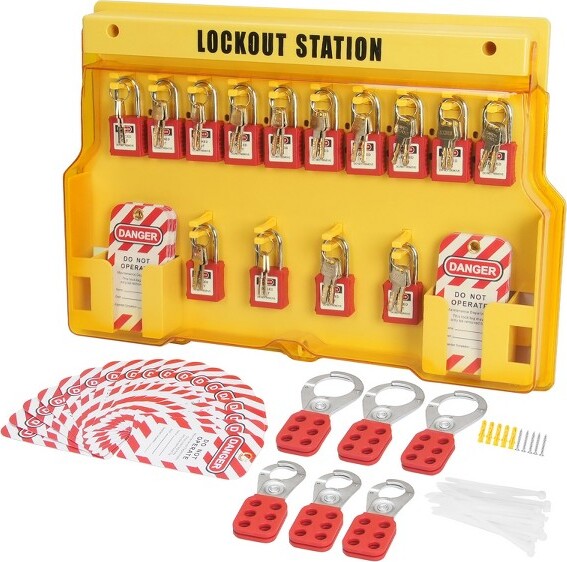 VEVOR Electrical Lockout Tagout Kit, 60 PCS Safety Lockout Tagout ...