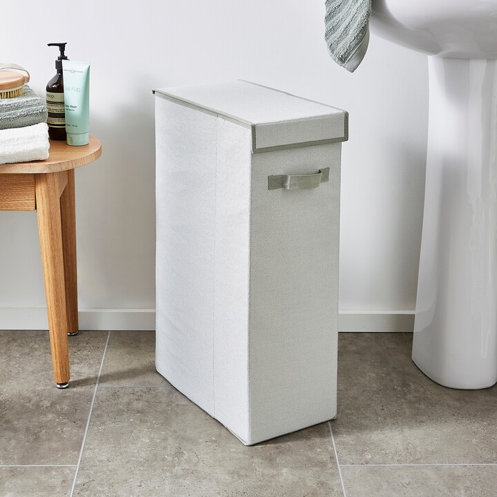 Dunelm Slim Collapsible Laundry Basket Silver ShopStyle Decor