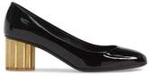 Thumbnail for your product : Ferragamo Lucca Rounded Toe Flower Heel Pump