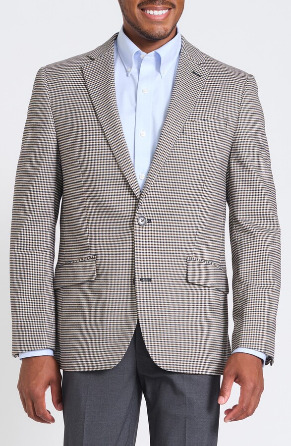 SAVILE ROW CO Brown & Navy Houndstooth Blazer