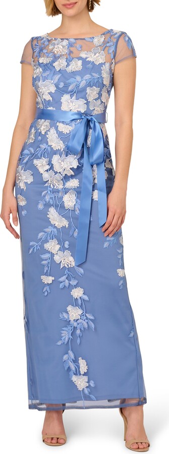 Floral Cascading Column Gown