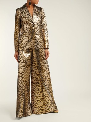 Sara Battaglia Single-breasted Leopard-print Lame Jacket - Leopard