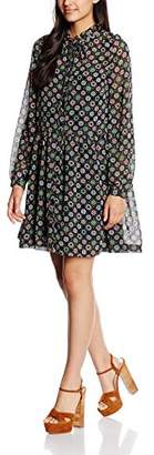 French Connection Women's Medina Tile Sheer Ls Tie Flrd A-Line Floral Long Sleeve Dress,8