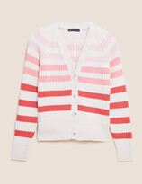 Thumbnail for your product : Marks and Spencer Cotton Striped Ribbed V-Neck Cardigan