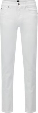 HUGO BOSS Slim-fit regular-rise jeans in white denim