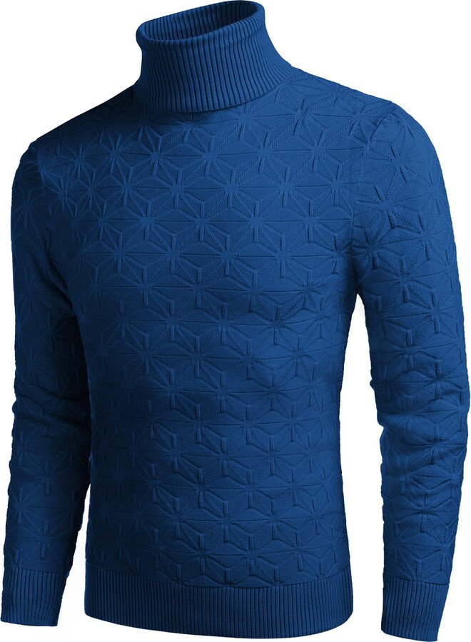 COOFANDY Men's Slim Fit Turtleneck Sweater Stylish Cotton Knitted