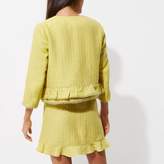 Thumbnail for your product : River Island Womens Yellow frill tweed jacket
