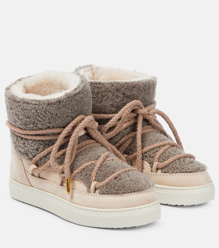INUIKII Sneaker Classic shearling and leather ankle boots - ShopStyle