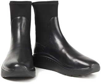 Stuart Weitzman Evonna Paneled Neoprene And Leather Ankle Boots