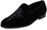 Thumbnail for your product : Alexander McQueen Beaded Thistle & Rose Velvet Formal Slipper, Black