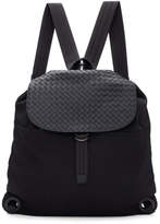 Thumbnail for your product : Bottega Veneta Black Intrecciato Leather and Canvas Backpack