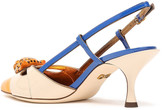 Thumbnail for your product : Dolce & Gabbana Appliqued Metallic And Patent-leather Slingback Pumps