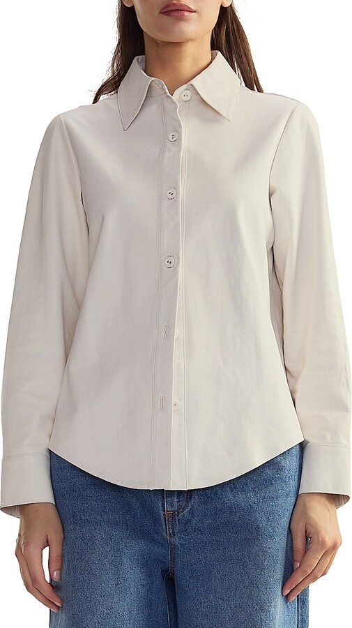 Cynthia Rowley Women's Leather Button-Front Shirt - Black - Size XS