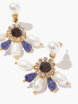 Thumbnail for your product : Erdem Crystal & Faux-pearl Fan Earrings - Blue Gold