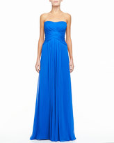 Thumbnail for your product : Monique Lhuillier Silk Strapless Sweetheart Draped Gown