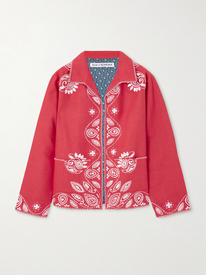 Alix of Bohemia Francis Poppy Embroidered Cotton Jacket - medium