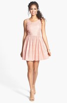 Thumbnail for your product : Hailey Logan Glitter Back Cutout Fit & Flare Dress (Juniors)