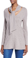 Thumbnail for your product : Joie Delores Tie-Neck Wool-Cashmere Sweater, Heather Mushroom