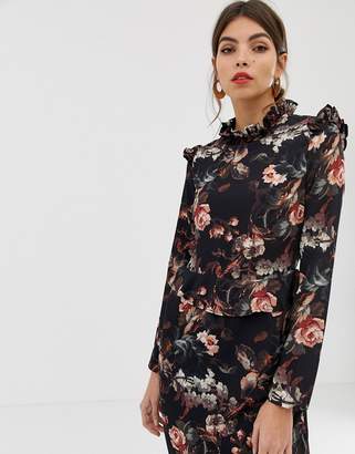 Hope & Ivy floral ruffle neck dress