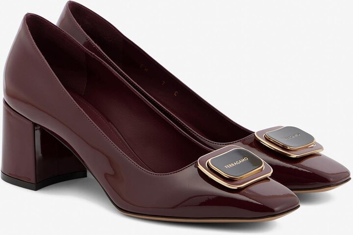 Ferragamo Vella 60 Vara Plate Leather Pumps