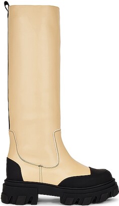 Ganni Cleated High Tubular Boot in Tan - ShopStyle
