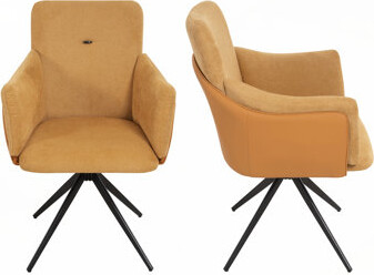 Latitude Run Set of 2 Swiveling Dining Chair with Thickened Cushion and Durable Metal Frame