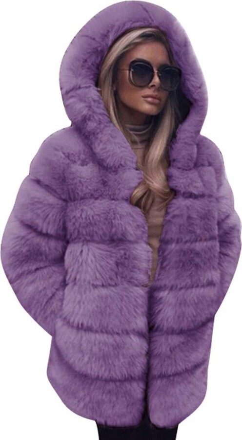 dark purple faux fur coat