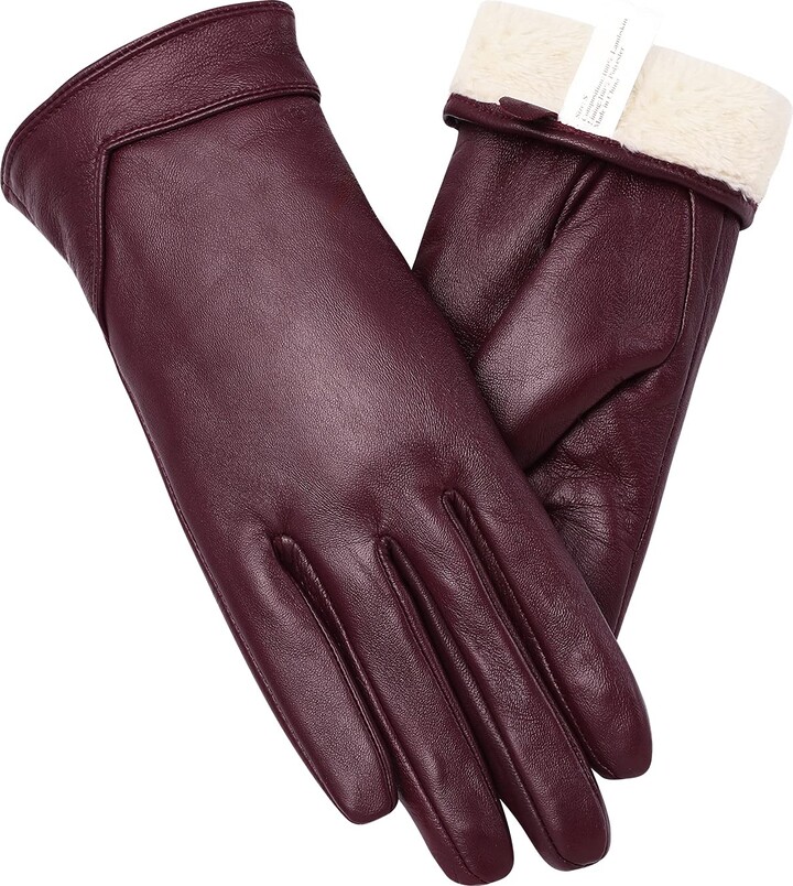 Vislivin Womens Leather Gloves Touch Screen Winter Glove Warm Driving