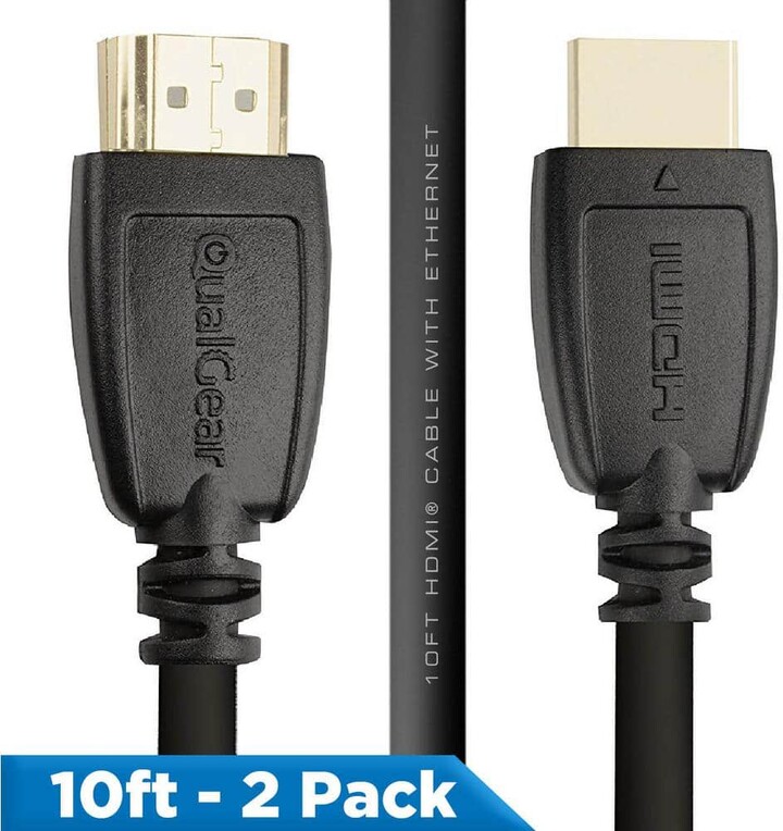 QualGear High Speed HDMI 2.0 Cable with Ethernet, 10 ft. (2-Pack)